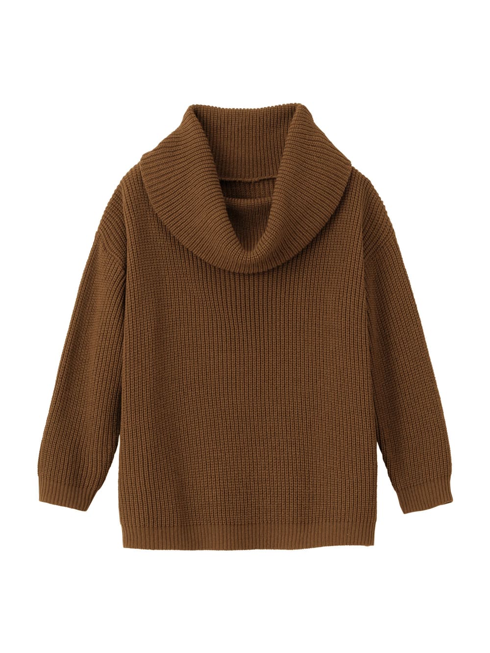 マタニティ トップス|【日本製】片畦オフタートルネックニット　マタニティ・授乳服|ブラウン