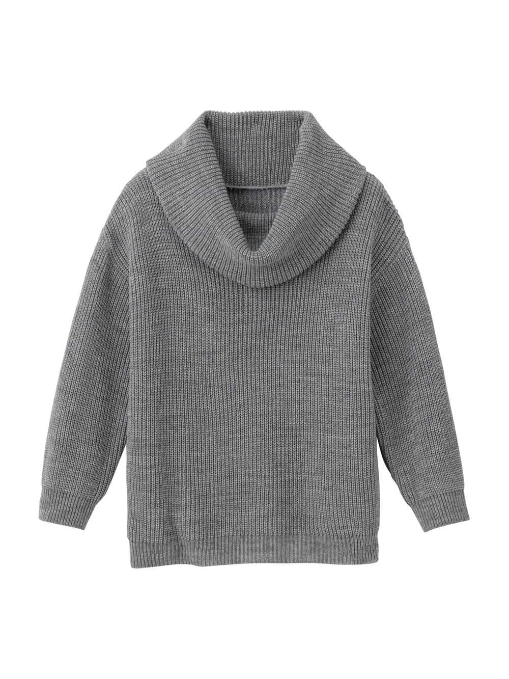 マタニティ トップス|【日本製】片畦オフタートルネックニット　マタニティ・授乳服|杢グレー