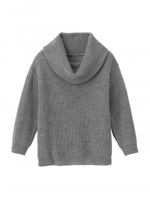 マタニティ トップス|【日本製】片畦オフタートルネックニット　マタニティ・授乳服|杢グレー