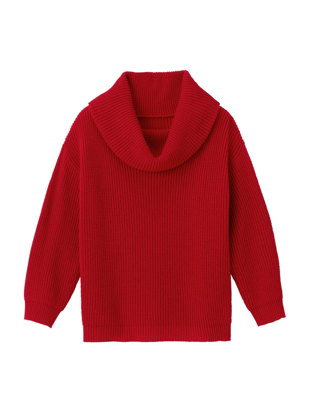 マタニティ トップス|【あったか～い。冬支度セール対象】【日本製】片畦オフタートルネックニット　マタニティ・授乳服|レッド