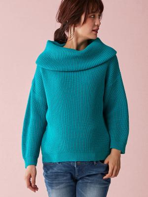 【日本製】片畦オフタートルネックニット　マタニティ・授乳服29087