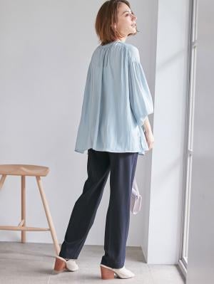 マタニティ パンツ|P・パンツ　TRストレッチセンタープレスストレート|ネイビー