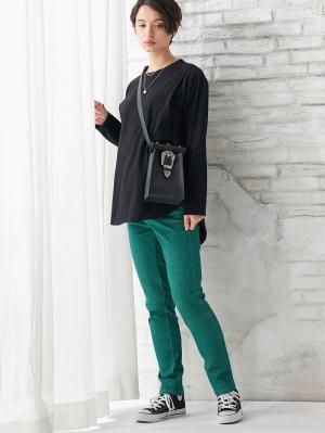 マタニティ パンツ|【マタニティ・授乳服】P・パンツ　ベビースキンカラーストレッチシガレット|グリーン