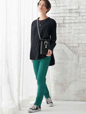 マタニティ パンツ|【マタニティ・授乳服】P・パンツ　ベビースキンカラーストレッチシガレット|グリーン