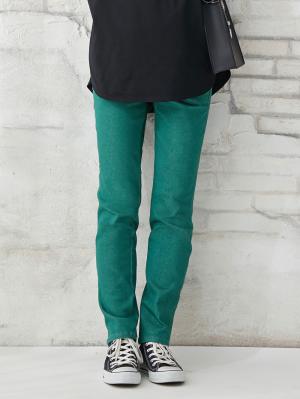 マタニティ パンツ|【マタニティ・授乳服】P・パンツ　ベビースキンカラーストレッチシガレット|グリーン