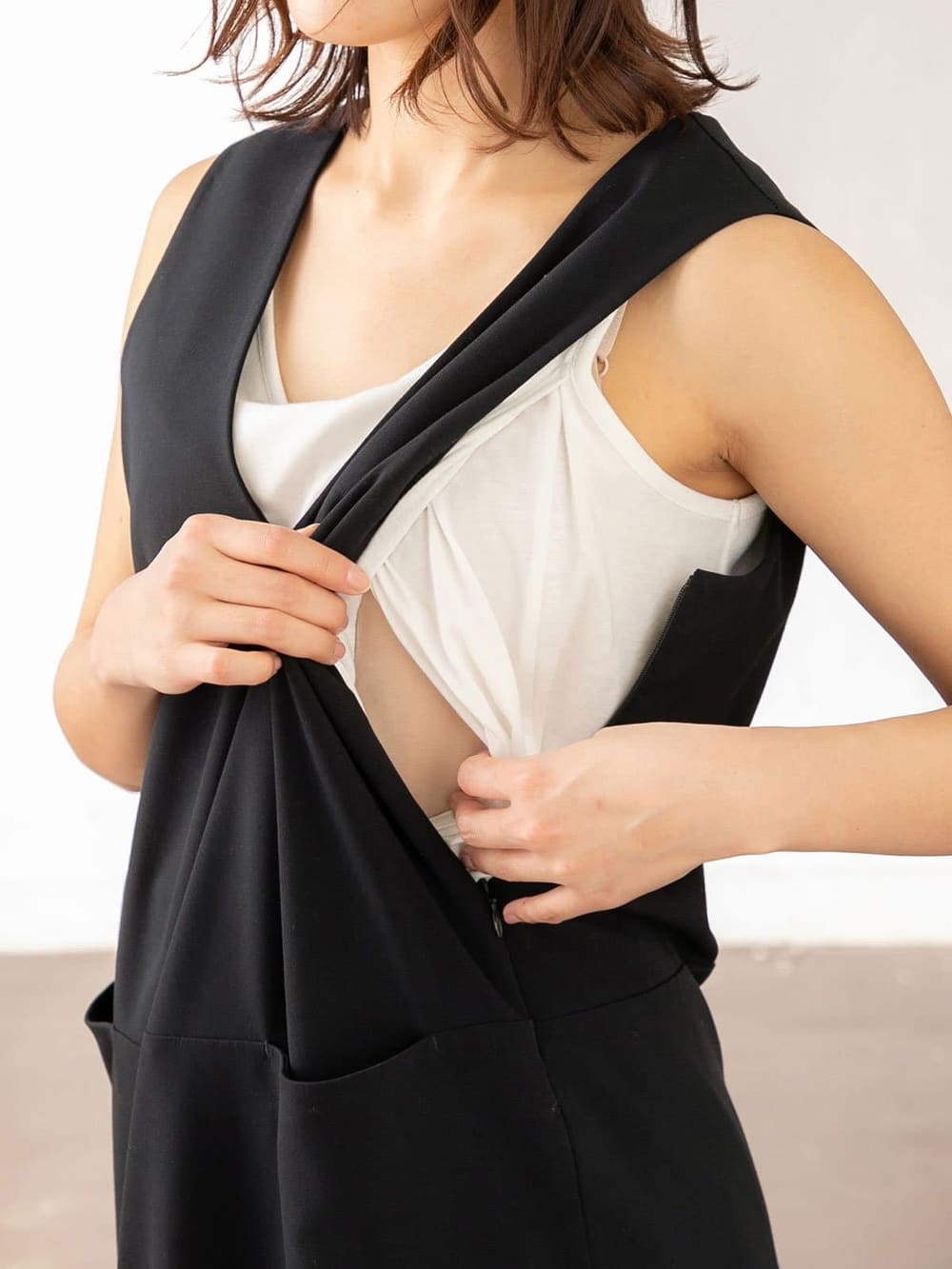 マタニティ ワンピース|TRストレッチジャンパードレス　マタニティ・授乳服【出産後も長く使える】