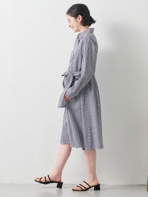 コットン先染めギンガム/ストライプワンピース マタニティ・授乳服 ...