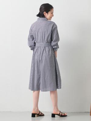 マタニティ ワンピース|コットン先染めギンガム／ストライプワンピース　マタニティ・授乳服【出産後も長く使える】|ブラックギンガム