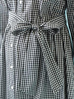 マタニティ ワンピース|コットン先染めギンガム／ストライプワンピース　マタニティ・授乳服【出産後も長く使える】|ブラックギンガム