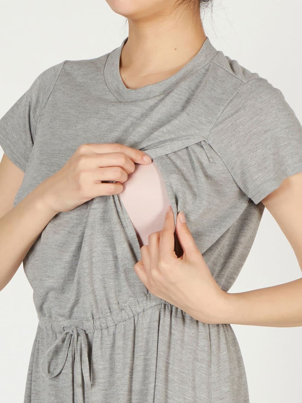 マタニティ ワンピース A I N 授乳口付 天竺素材 汗染み防止加工 ロングワンピース マタニティウェア 授乳服通販 エンジェリーベ 公式