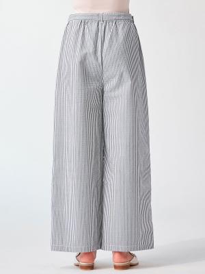 マタニティ パンツ|ain（アイン）【接触冷感】【吸汗速乾】サッカー先染めストライプワイドパンツ【出産後も長く使える】