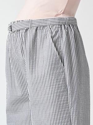 マタニティ パンツ|ain（アイン）【接触冷感】【吸汗速乾】サッカー先染めストライプワイドパンツ【出産後も長く使える】