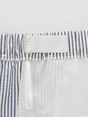 マタニティ パンツ|ain（アイン）【接触冷感】【吸汗速乾】サッカー先染めストライプワイドパンツ【出産後も長く使える】