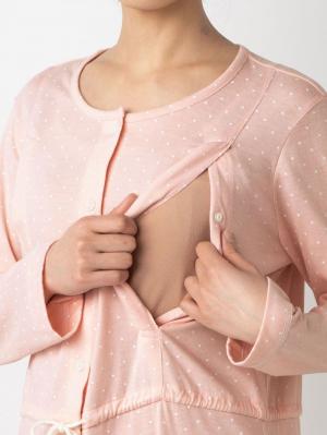マタニティ パジャマ・ルームウェア|mutti ei(ムッティアイ)【授乳口付】天竺水玉プリントネグリジェ