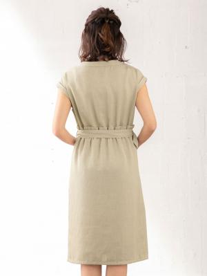 マタニティ ワンピース|【マタニティ・授乳服】LOVE MIC(ラブミック)キーネックデザイン ベルテッドワンピース【出産後も長く使える】