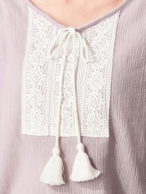 マタニティ トップス|Vicente for mom（ヴィセンテフォーマム）楊柳×レース 2WAYチュニック　マタニティ・授乳服【出産後も長く使える】