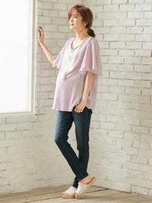 マタニティ トップス|Vicente for mom（ヴィセンテフォーマム）楊柳×レース 2WAYチュニック　マタニティ・授乳服【出産後も長く使える】