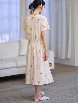 マタニティ パジャマ・ルームウェア|mutti ei(ムッティアイ)【授乳口付】アイスクリーム柄半袖ネグリジェ|サーモンピンク