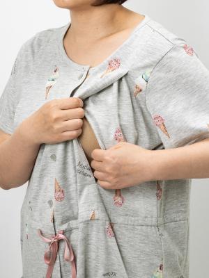マタニティ パジャマ・ルームウェア|mutti ei(ムッティアイ)【授乳口付】アイスクリーム柄半袖ネグリジェ