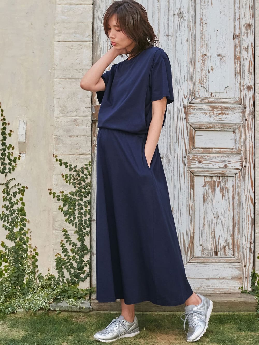 マタニティ ワンピース 授乳口付 半袖ロングワンピース マタニティウェア 授乳服通販 エンジェリーベ 公式