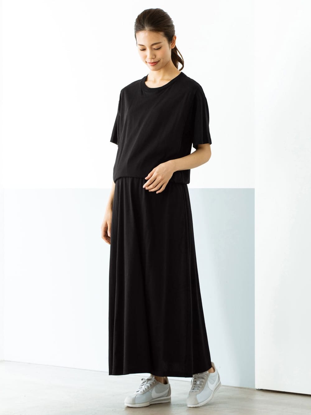 マタニティ ワンピース 授乳口付 半袖ロングワンピース マタニティウェア 授乳服通販 エンジェリーベ 公式