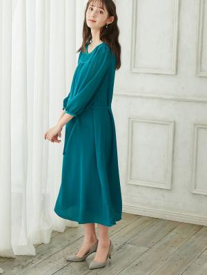 マタニティ ワンピース|シアーソフトIラインワンピース　マタニティ・授乳服【出産後も長く使える】|ブルーグリーン