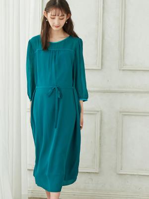 マタニティ ワンピース|シアーソフトIラインワンピース　マタニティ・授乳服【出産後も長く使える】|ブルーグリーン