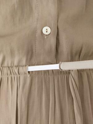 マタニティ ワンピース|八分袖ビンテージサテンギャザーロングワンピース　マタニティ・授乳服【出産後も長く使える】