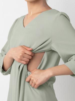 マタニティ ワンピース|美シルエットVネックワンピース　マタニティ・授乳服【出産後も長く使える】