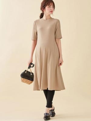 テレコAライン半袖ワンピース　マタニティ・授乳服【出産後も長く使える】29191