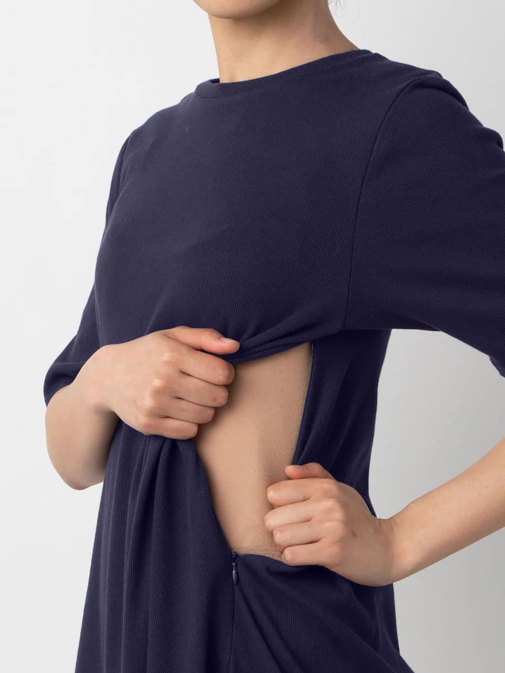 マタニティ ワンピース|テレコAライン半袖ワンピース マタニティ・授乳服【出産後も長く使える】