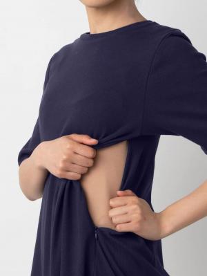 マタニティ ワンピース|テレコAライン半袖ワンピース マタニティ・授乳服【出産後も長く使える】