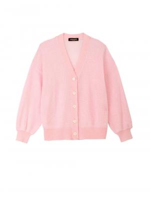 マタニティ トップス|12Gワッフル編Vカーディガン　マタニティ・授乳服【出産後も長く使える】|ペールピンク