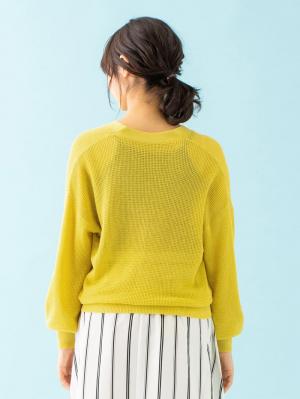 マタニティ トップス|12Gワッフル編Vカーディガン　マタニティ・授乳服【出産後も長く使える】