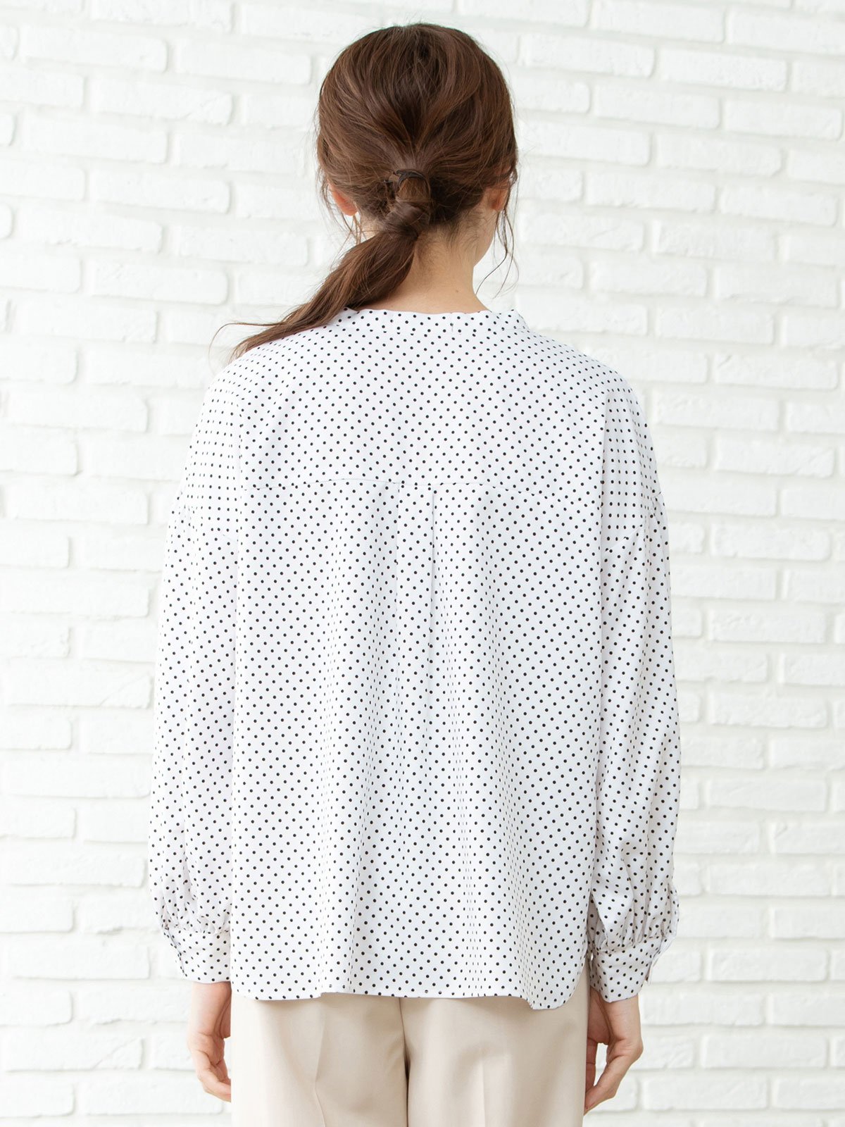 マタニティ トップス|ドットボリュームスリーブブラウス　マタニティ・授乳服【出産後も長く使える】