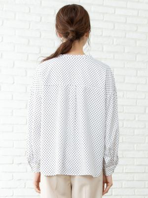 マタニティ トップス|ドットボリュームスリーブブラウス　マタニティ・授乳服【出産後も長く使える】