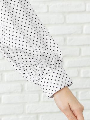 マタニティ トップス|ドットボリュームスリーブブラウス　マタニティ・授乳服【出産後も長く使える】