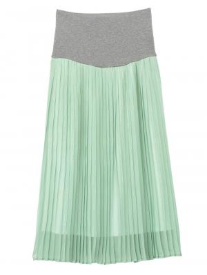 マタニティ スカート|【産前産後対応】シフォンプリーツスカート【出産後も長く使える】|ペールグリーン