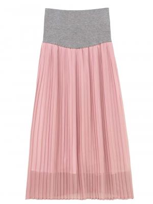 マタニティ スカート|【産前産後対応】シフォンプリーツスカート【出産後も長く使える】|モーブピンク