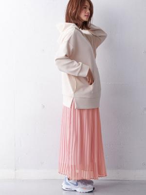 マタニティ スカート|【産前産後対応】シフォンプリーツスカート【出産後も長く使える】|モーブピンク