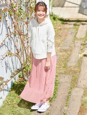 マタニティ スカート|【産前産後対応】シフォンプリーツスカート【出産後も長く使える】|モーブピンク