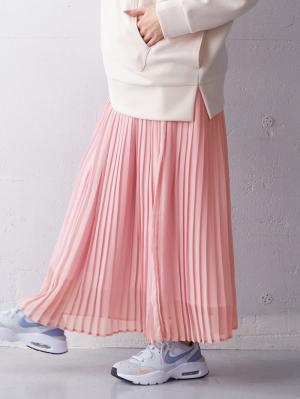 マタニティ スカート|【産前産後対応】シフォンプリーツスカート【出産後も長く使える】|モーブピンク
