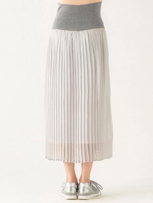 マタニティ スカート|【産前産後対応】シフォンプリーツスカート【出産後も長く使える】