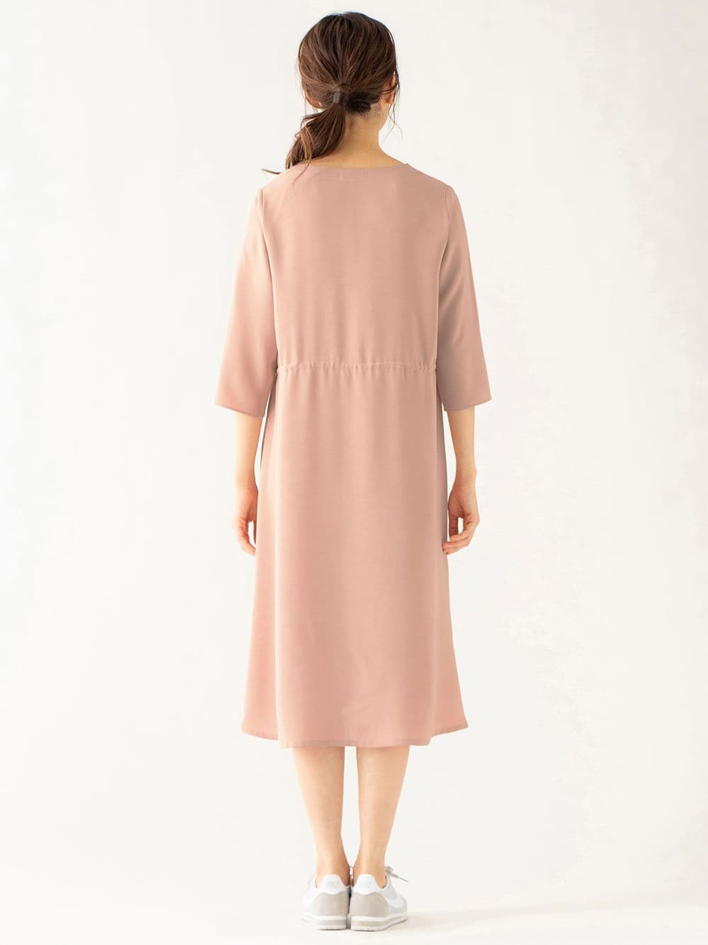 マタニティ ワンピース|【マタニティ・授乳服】ノーカラーシャツワンピース【出産後も長く使える】