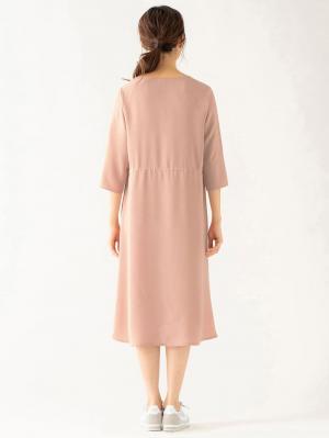 マタニティ ワンピース|【マタニティ・授乳服】ノーカラーシャツワンピース【出産後も長く使える】