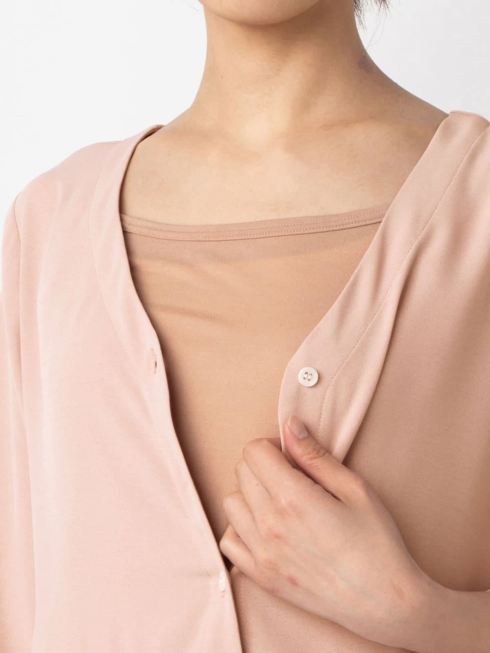 マタニティ ワンピース|【マタニティ・授乳服】ノーカラーシャツワンピース【出産後も長く使える】