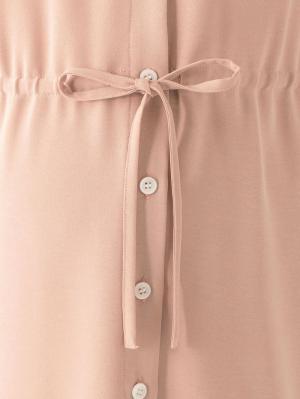 マタニティ ワンピース|【マタニティ・授乳服】ノーカラーシャツワンピース【出産後も長く使える】