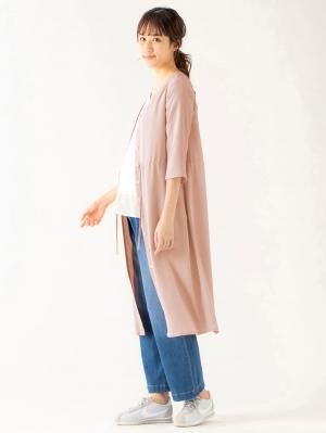 マタニティ ワンピース|【マタニティ・授乳服】ノーカラーシャツワンピース【出産後も長く使える】