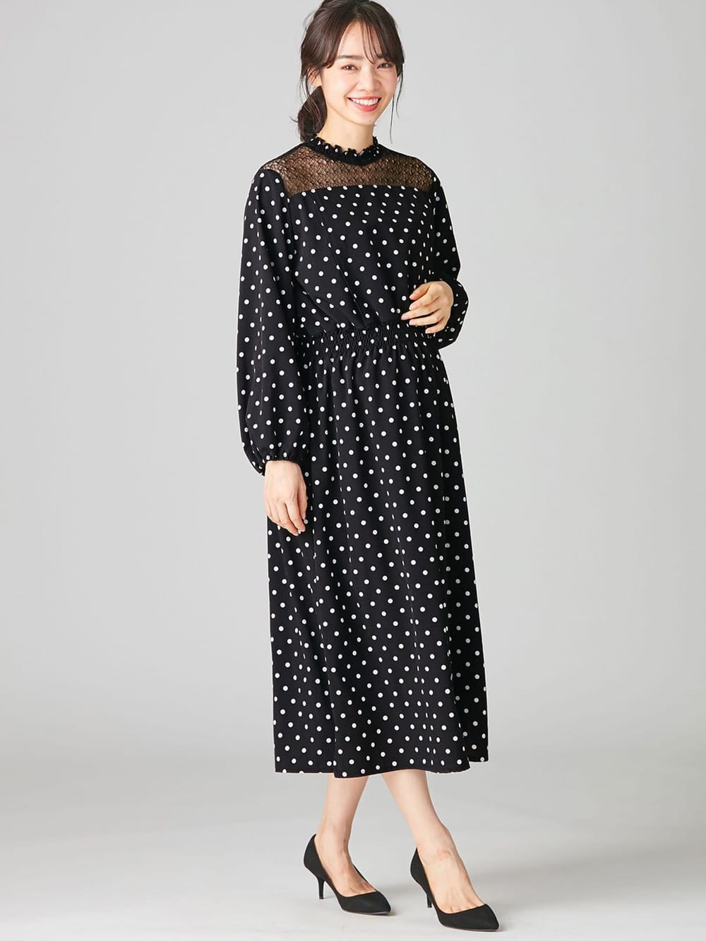 RED VALENTINO  胸元レース　スタイルアップ美ニットワンピース