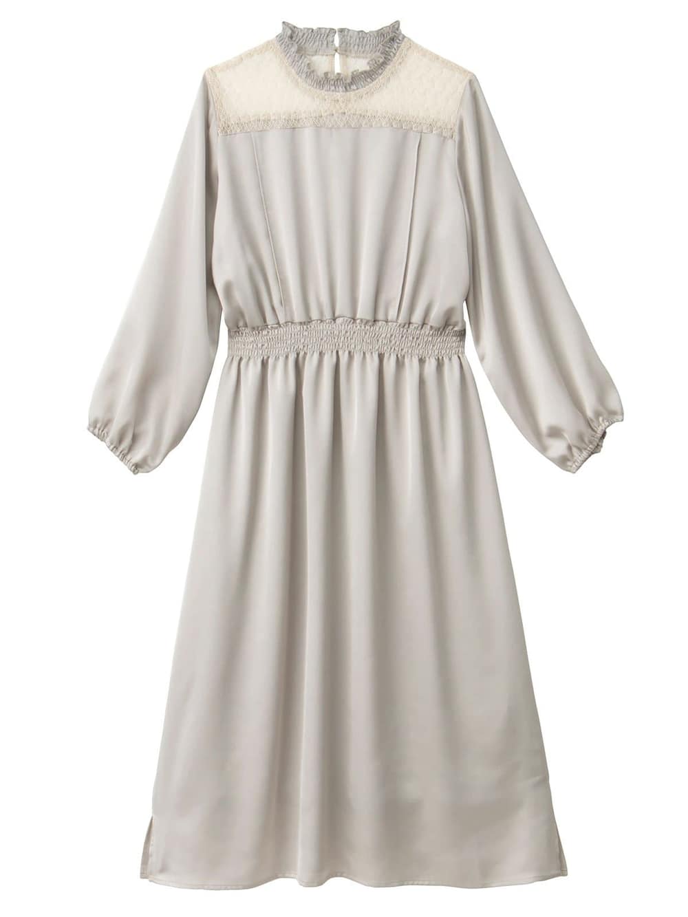 授乳口付 胸元レースフリルネックワンピース マタニティウェア 授乳服通販 エンジェリーベ 公式